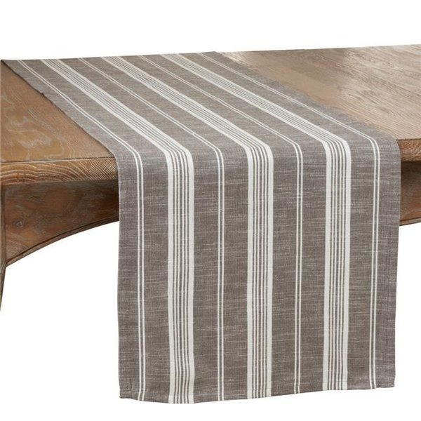 Saro Lifestyle SARO 5618.GY1672B 16 x 72 in. Oblong Cotton Table Runner with Grey Striped Design 5618.GY1672B